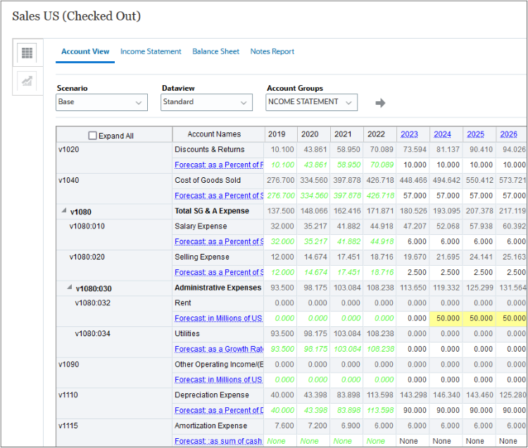 Enter subaccount data